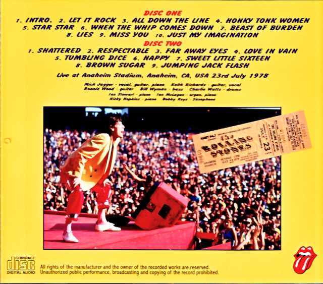 Rolling Stones ローリング・ストーンズ/CA,USA 07.23.1978 Upgrade