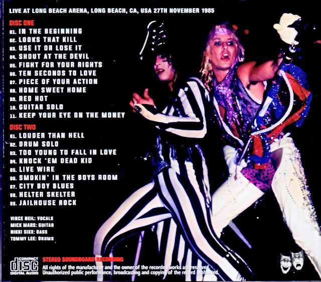 Motley Crue モトリー・クルー/CA,USA 11.27.1985 Complete Soundboard