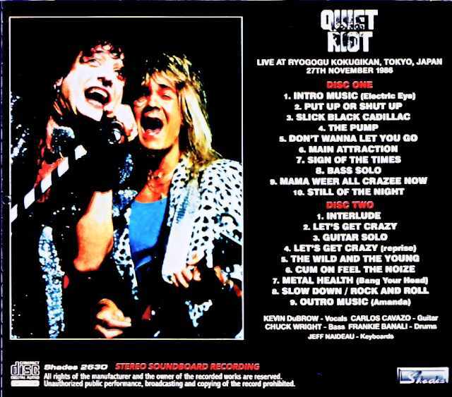 Quiet Riot クワイエット・ライオット/Tokyo,Japan 11.27.1986