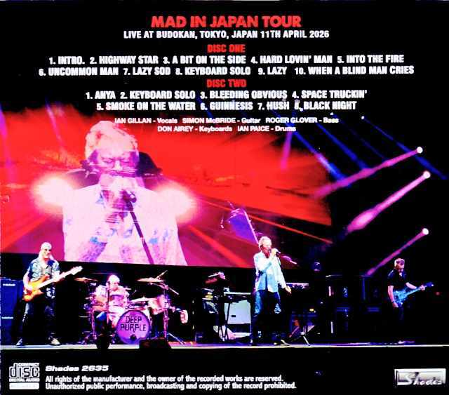 Deep Purple ディープ・パープル/Tokyo,Japan 04.11.2026 Complete