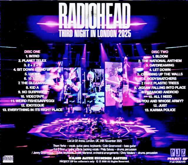 Radiohead 3枚組レコードセット Radiohead レディオヘッド/London,UK 11.24.2025 Complete IEM Matrix