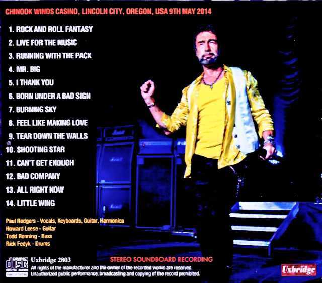 ポール・ロジャース ほぼほぼコンプリート Paul Rodgers ポール・ロジャーズ/OR,USA 05.09.2014 Complete