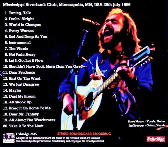 Dave Mason デイヴ・メイスン/MN,USA 07.25.1986 Complete FM