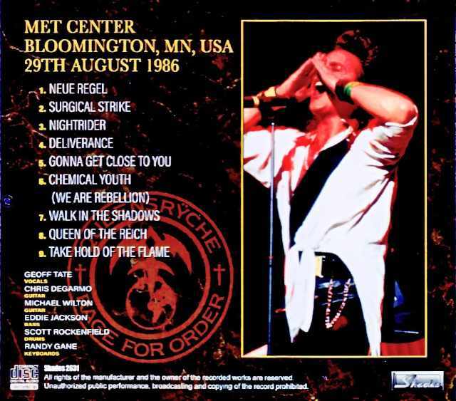Queensryche クイーンズライク/MN,USA 08.29.1986 Complete