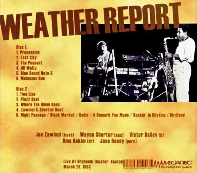 【ウェザーリポート◆ベスト】WEATHER REPORT バンドスコア 初版 Weather Report ウェザー・リポート/MA,USA 03.20.1983