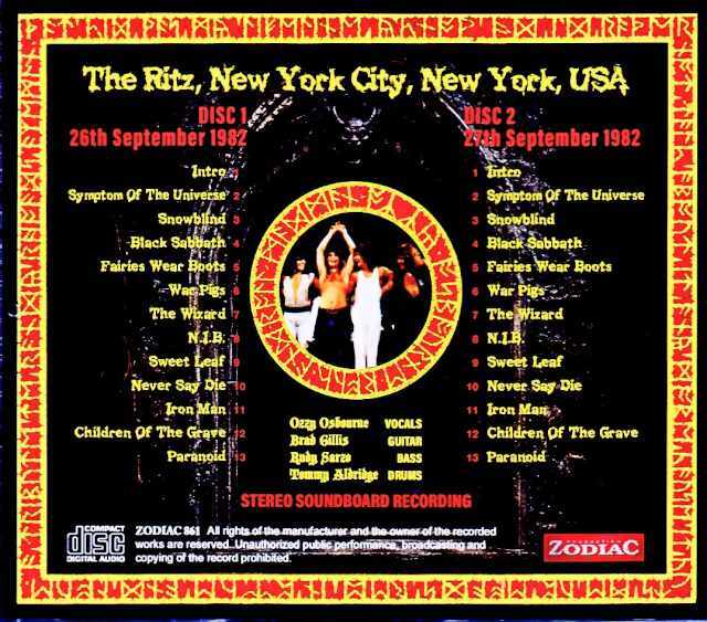 Ozzy Osbourne オジー・オズボーン/NY,USA 1982 2Days Complete