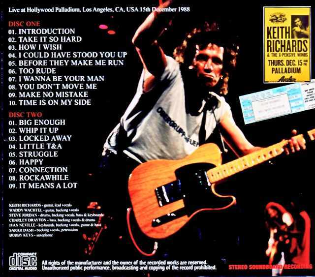 Keith Richards 限定版キースリチャーズ Keith Richards and the X-Pensive Winos キース・リチャード/CA,USA