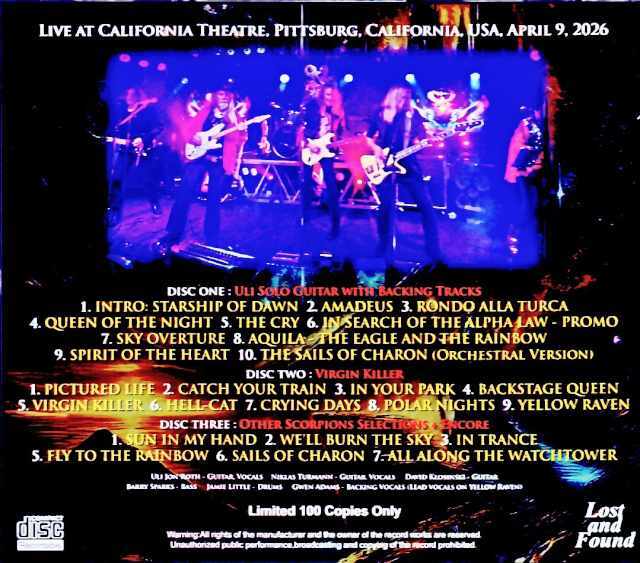 Uli Jon Roth ウリ・ジョン・ロート/CA,USA 04.09.2026 Complete