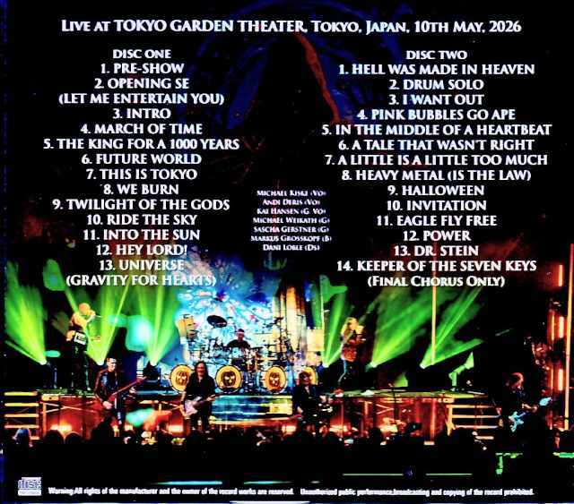 Helloween ハロウィン/Tokyo,Japan 05.10.2026 Complete