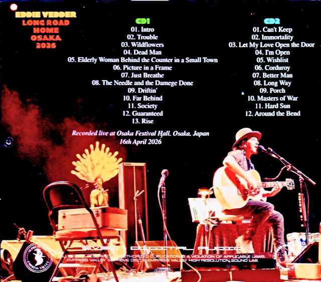 Eddie Vedder エディ・ヴェダー/Osaka,Japan 04.16.2026 Complete