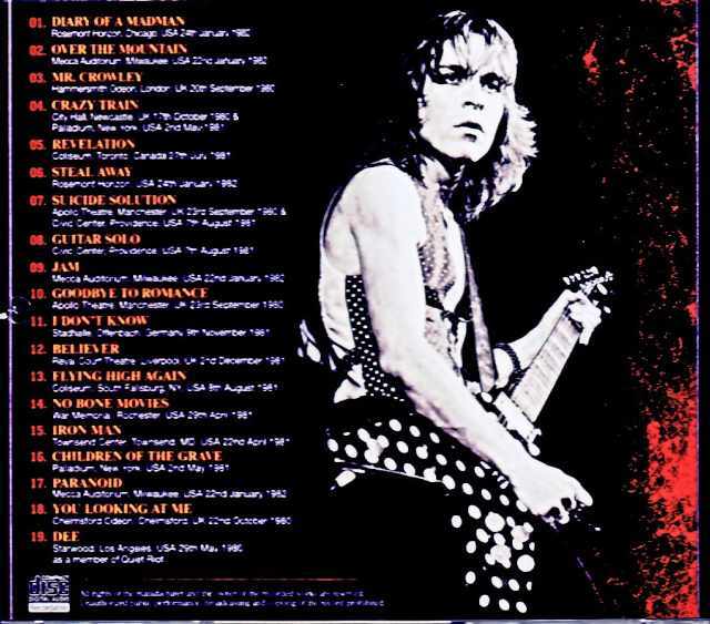 【コレクターズアイテム】ランディーローズ スコア Randy Rhoads ランディ・ローズ/Best of Live Tapes 1980-1982