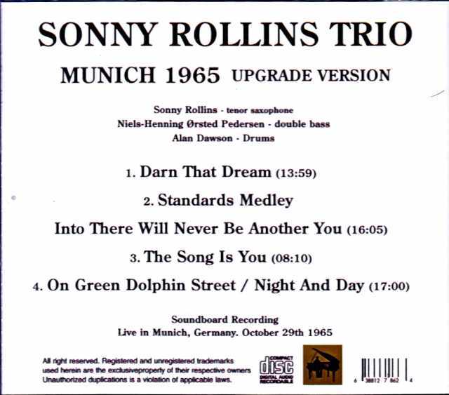 Sonny Rollins Trio ソニー・ロリンズ/Germany 10.29.1965 Soundboard