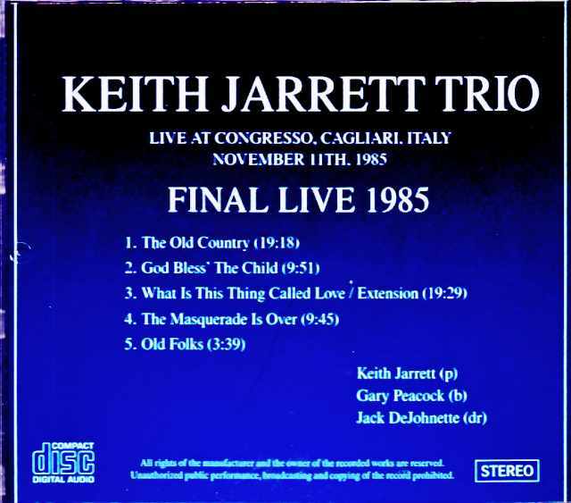 Keith Jarrett Trio キース・ジャレット/Italy 11.11.1985