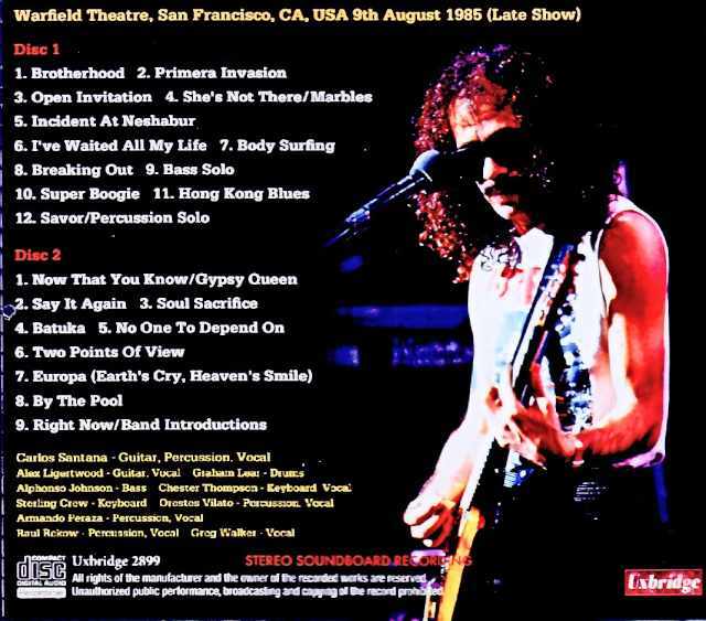 Santana サンタナ/CA,USA 08.09.1985 Soundboard Edition