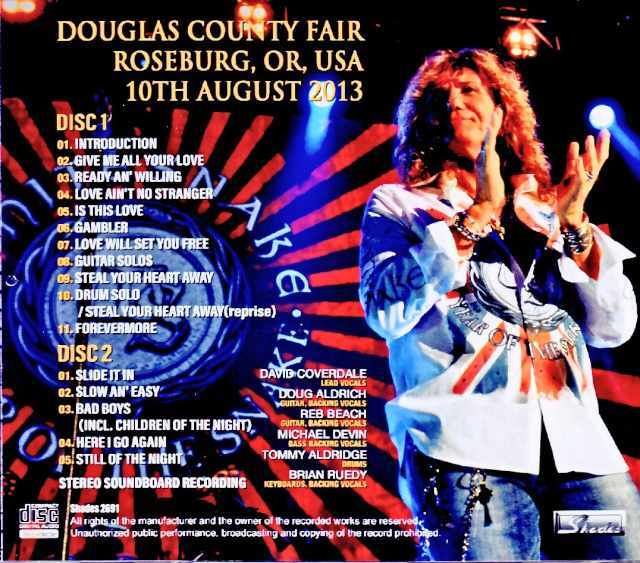 Whitesnake ホワイトスネイク/OR,USA 08.10.2013 Complete Soundboard