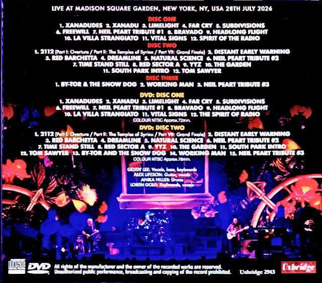 Rush ラッシュ/NY,USA 07.28.2026 Complete & more