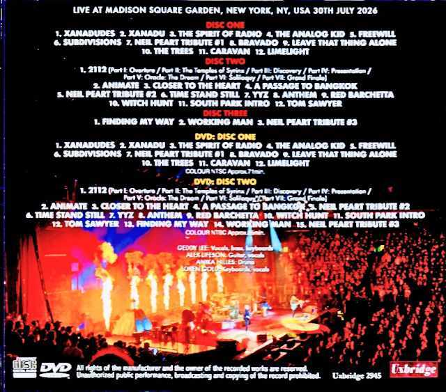 Rush ラッシュ/NY,USA 07.30.2026 Complete & more
