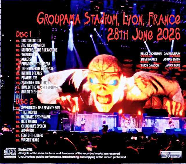 Iron Maiden アイアン・メイデン/France 06.28.2026 Complete IEM