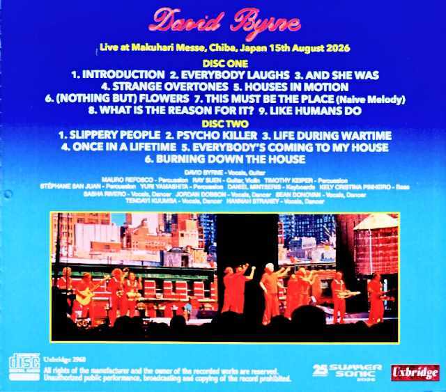 David Byrne デヴィッド・バーン/Chiba,Japan 08.15.2026 Complete