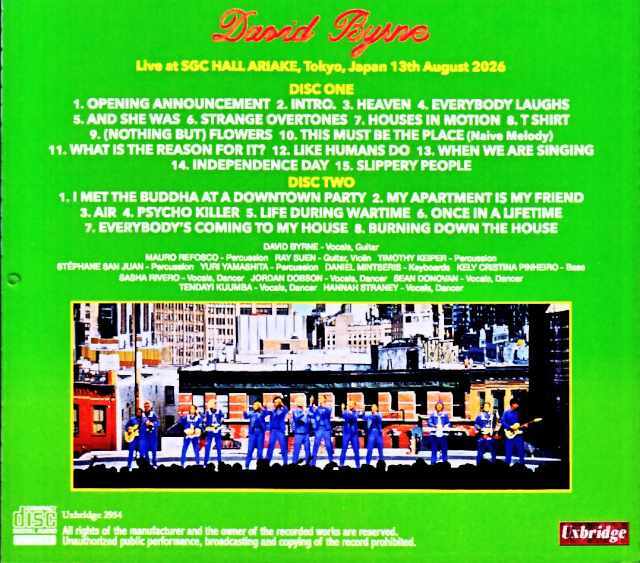 David Byrne デヴィッド・バーン/Tokyo,Japan 08.13.2026 Complete