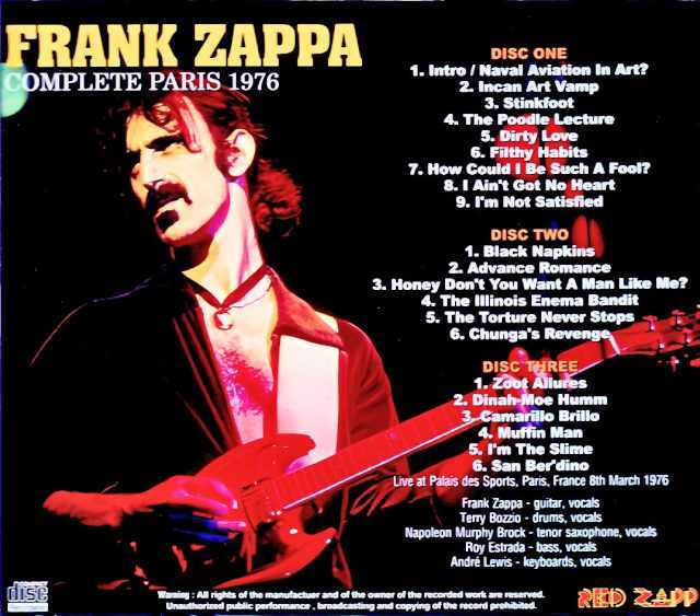 Frank Zappa フランク・ザッパ/France 03.08.1979 Complete Soundboard