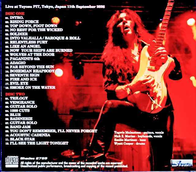Yngwie Malmsteen イングヴェイ・マルムスティーン/Tokyo,Japan 09.11
