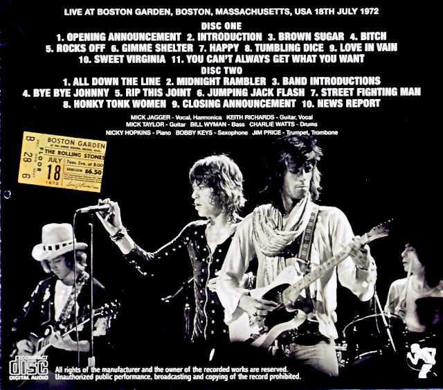 Rolling Stones ローリング・ストーンズ/MA,USA 07.18.1972 Complete