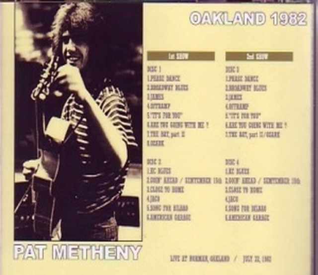 Pat Metheny パット・メセニー/Live At Oakland 1982 4Disc
