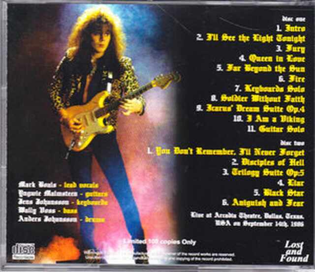 Yngwie J.Malmsteen インヴェイ・マルムスティーン/Texas,USA 1986