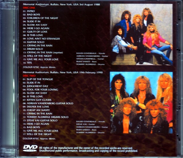 Whitesnake ホワイトスネイク/NY,USA 1988 &1990