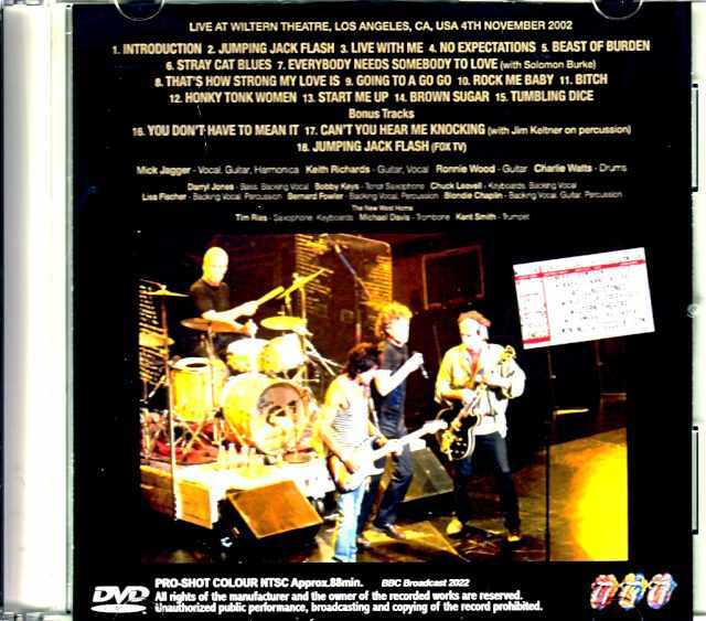 Rolling Stones ローリング・ストーンズ/CA,USA 2002 BBC