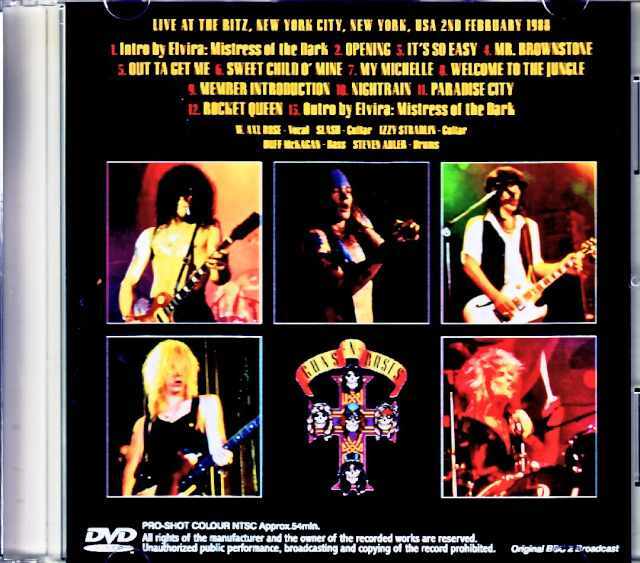 GUNS N' ROSES ガンズアンドローゼズ DVD3枚セット 貴重版 ja Guns N' Roses ガンズ・アンド・ローゼス/NY,USA 1988 Complete