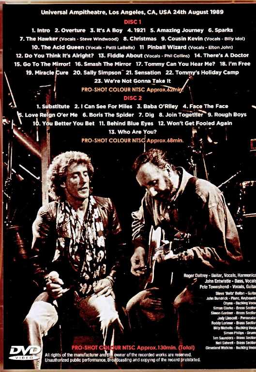 Who,The ザ・フー/CA,USA 1989 Complete Multi-Cam Edition