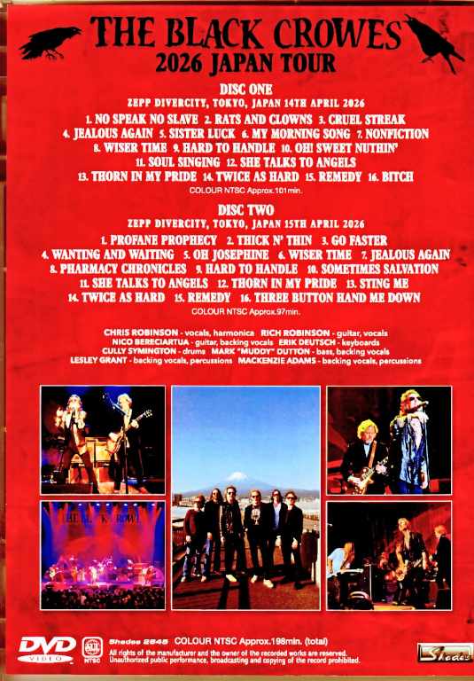Black Crowes ブラック・クロウズ/Tokyo,Japan 2026 2Days Complete