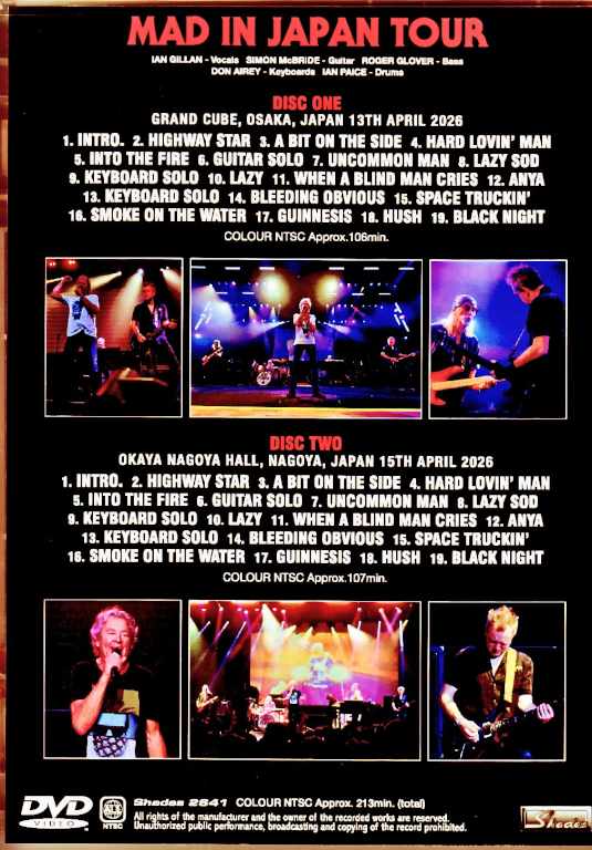 Deep Purple ディープ・パープル/Osaka & Aichi,Japan 2026 Complete
