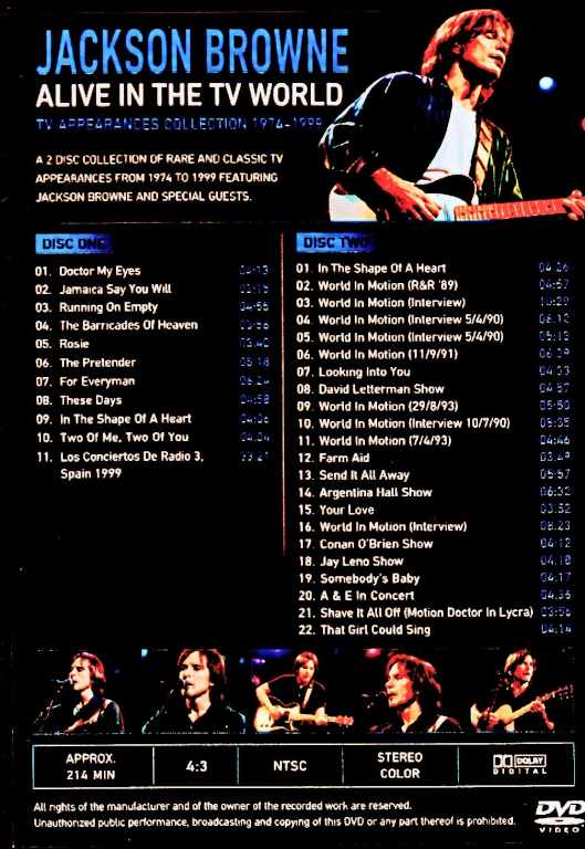 Jackson Browne ジャクソン・ブラウン/TV Appearances Collection 1974