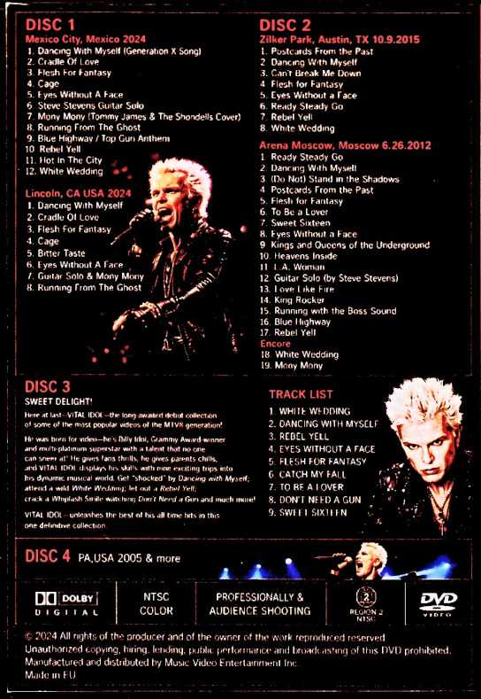 Billy Idol ビリー・アイドル/歴史的活動集 Live and Video Collection