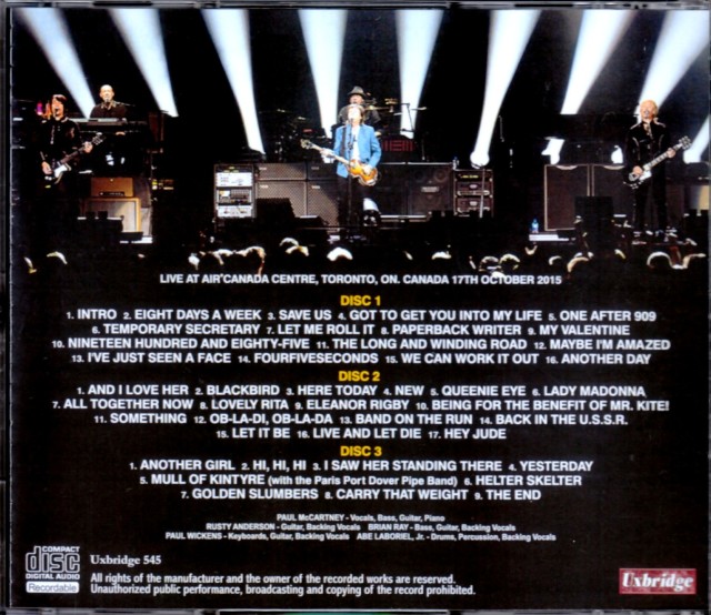 Paul McCartney ポール・マッカートニー/Canada 2015