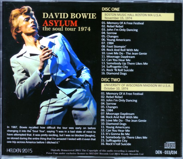 David Bowie デヴィッド・ボウイ/Ma & Wi,USA 1974