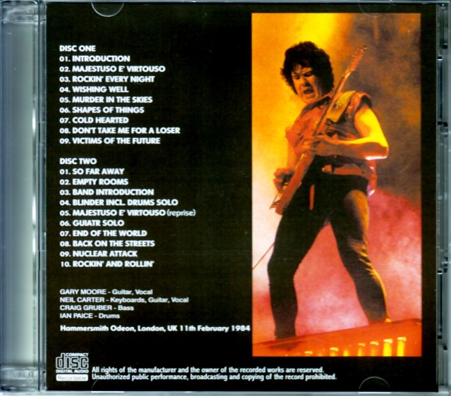 【未使用品】 Gary Moore 1984 ゲイリー・ムーア/UK 洋楽