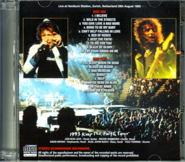 ＠tmさん専用 BON JOVI ヴィンテージ 1993年 BON JOVI 1993 KEEP THE FAITH WORLD TOUR '93 BRO