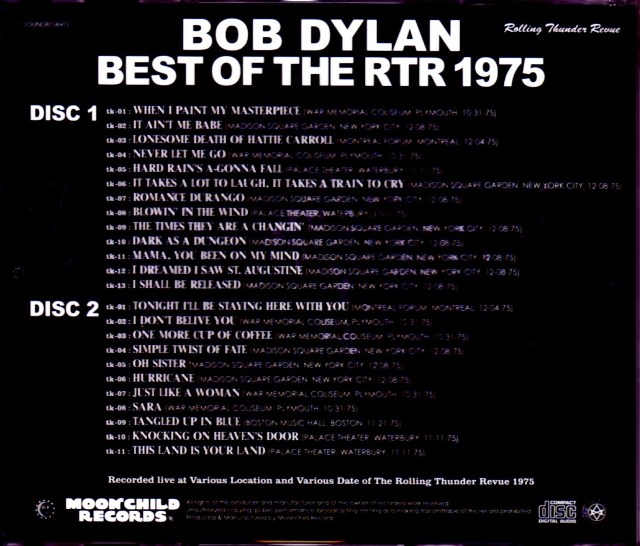 Bob Dylan ボブ・ディラン/Best Rolling Thunder Revue 1975 Compile