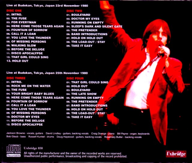 Jackson Browne ジャクソン・ブラウン/Tokyo,Japan 1980 2 Days