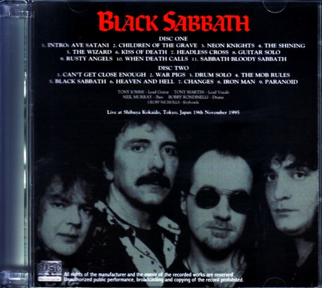 Black Sabbath ブラック・サバス/Tokyo,Japan 1995