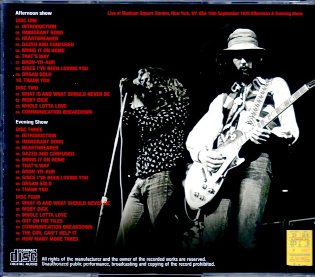 Led Zeppelin レッド・ツェッペリン/NY,USA 9.19.1970