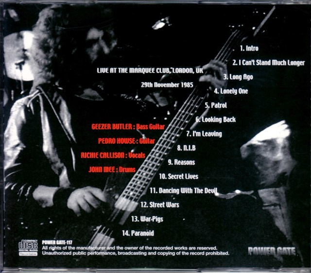 Geezer Butler Band ギーザー・バトラー/London,UK 1985