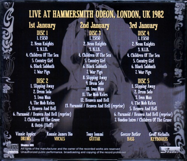 Black Sabbath ブラック・サバス/London,UK 1982 2Days