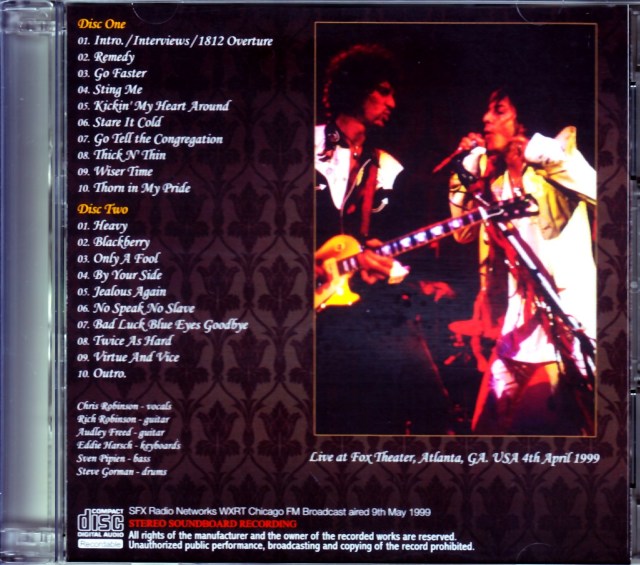 Black Crowes ブラック・クロウズ/GA,USA 1999