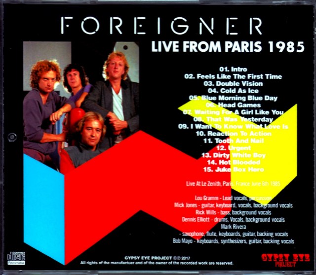 Foreigner フォリナー/France 1985