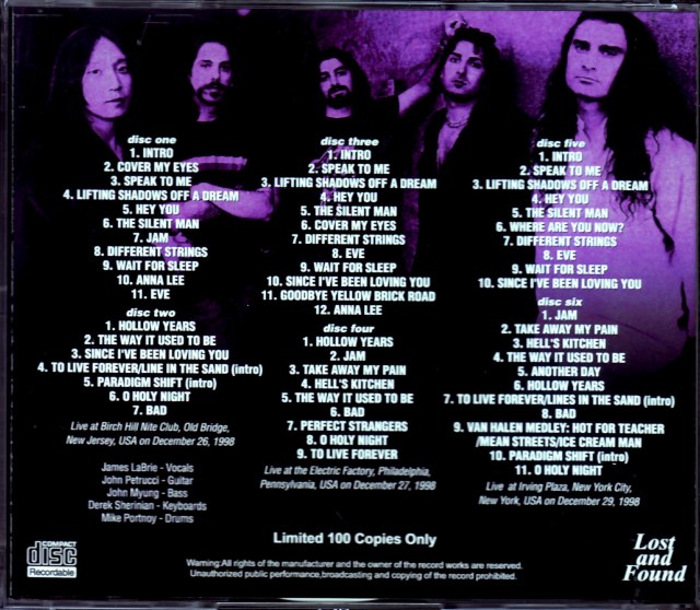 Dream Theater ドリーム・シアター/North America Tour 1998